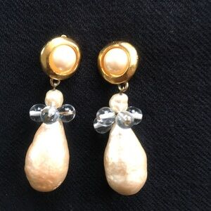 Donna Karan Pearl Costume Earrings